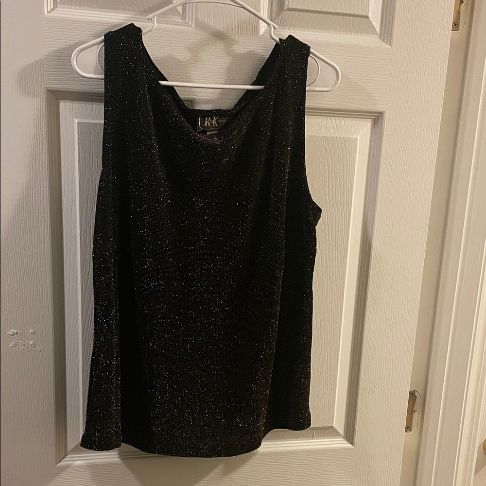 R&K 22W Black & Gold Sparkle Tank Top